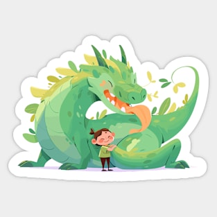 Adorable Dragon Animal Loving Cuddle Embrace Children Kid Tenderness Sticker